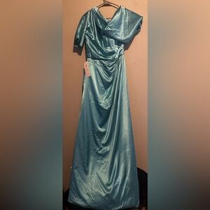 Elegant Satin Maxi Dress in Light Blue
